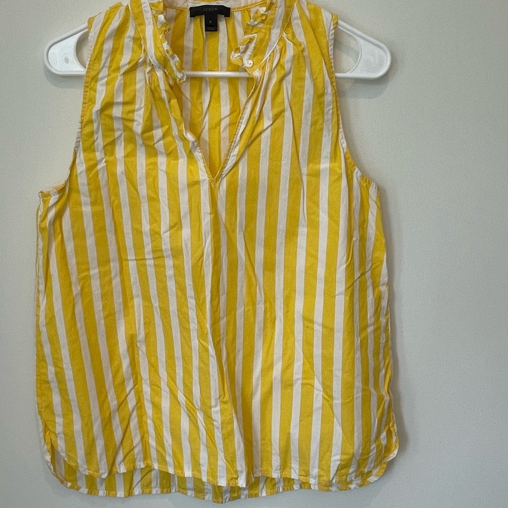 J. Crew sleeveless yellow w/white stripe blouse size 6